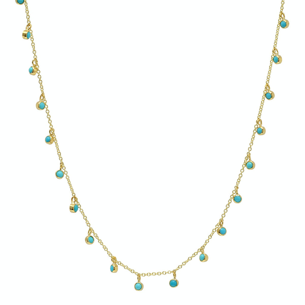 Mini Turquoise Bezel Dangle By-The-Inch Necklace
