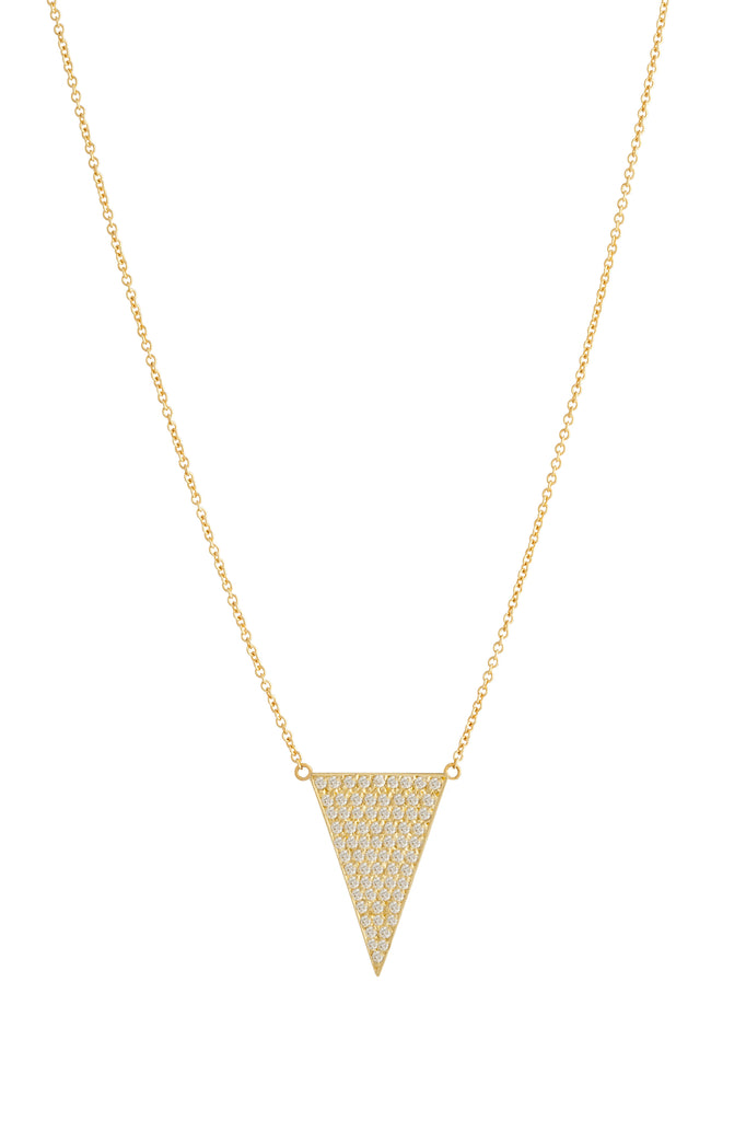 Diamond pave large triangle necklace