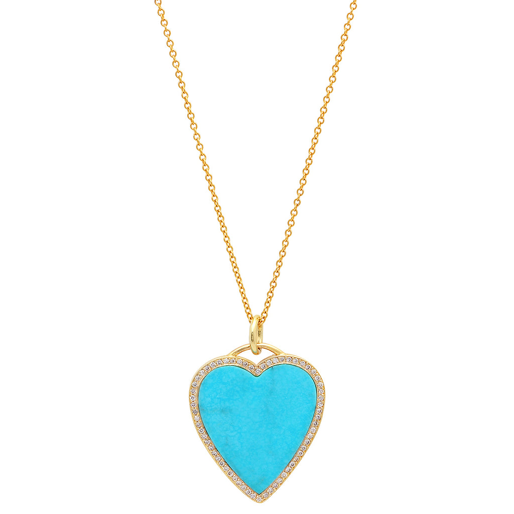 Turquoise inlay heart necklace with diamonds