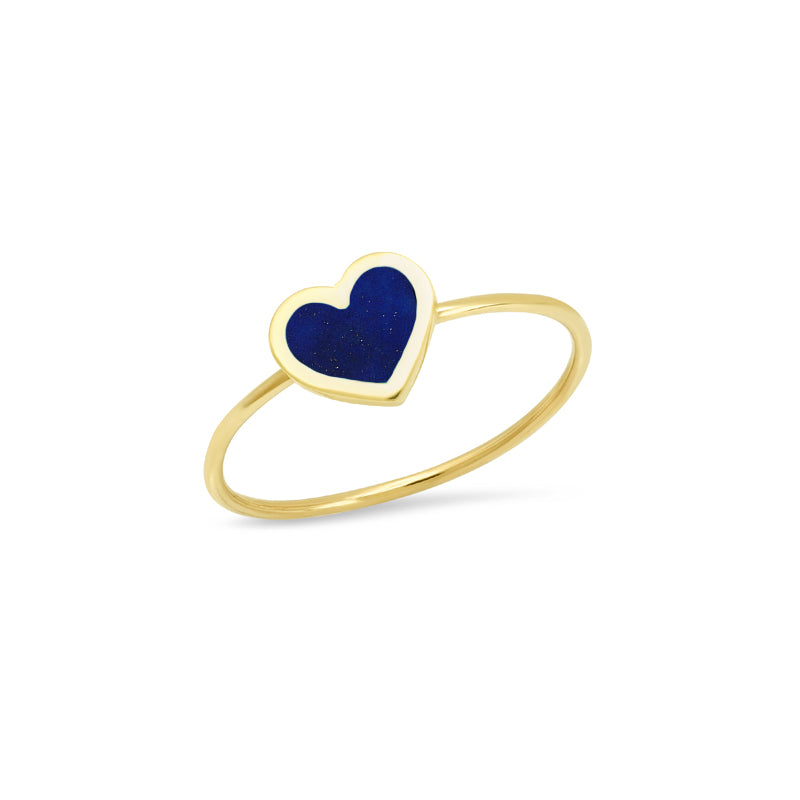 Extra Small Lapis Inlay Heart Ring