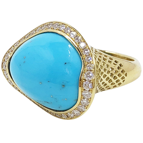Asymmetric Sleeping Beauty Turquoise Ring