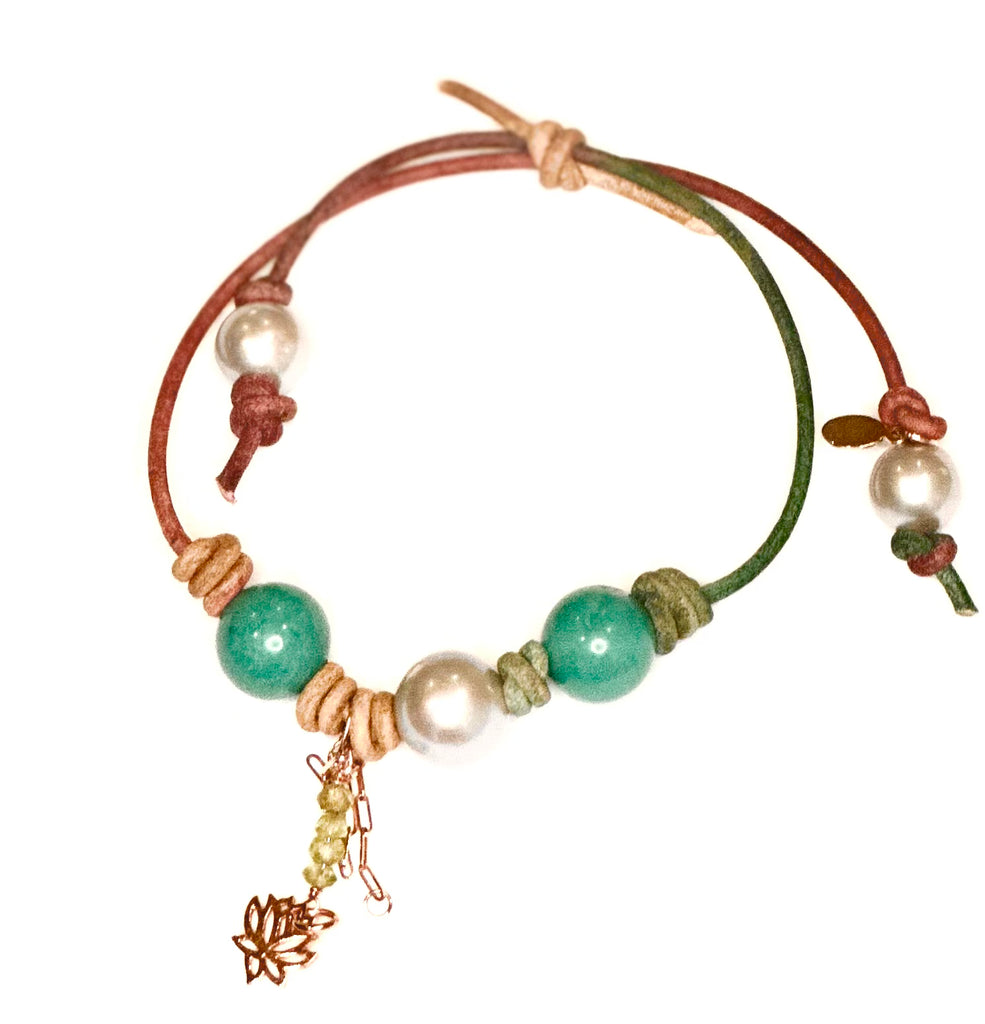 RAINBOW TURQUOISE & LEATHER ANKLET