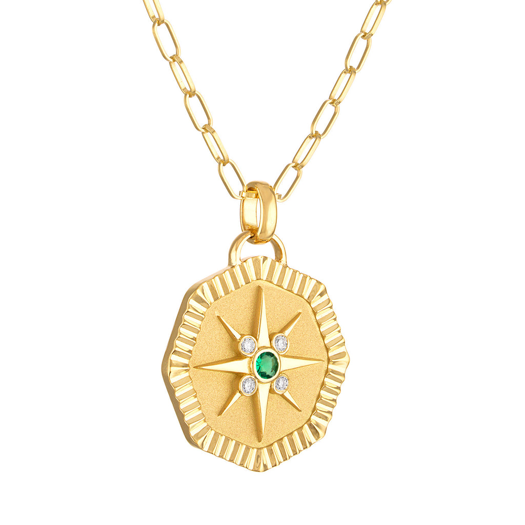 Octagon Pendant with Emerald and Diamonds